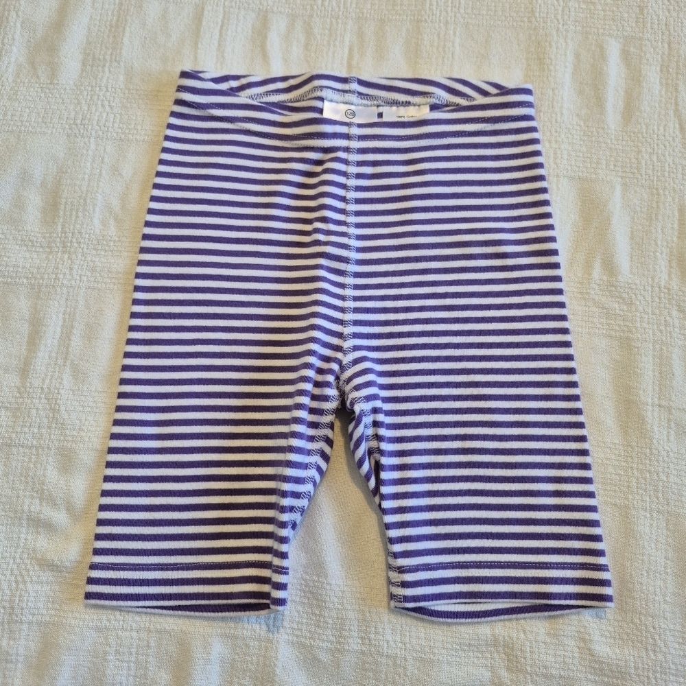 Hanna Andersson girls size 120 or 6-7 purple & white bike shorts EUC